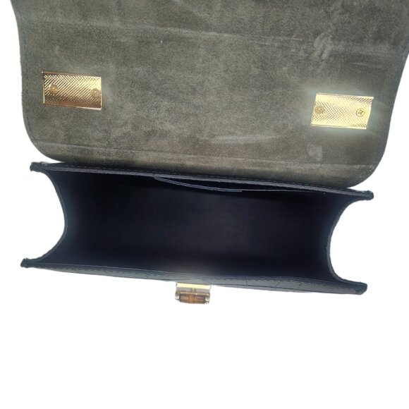 Genuine Charlie Leather "Teresa" Espresso Brown Croc Print Handbag/Crossbody–NWT - Picture 6 of 13